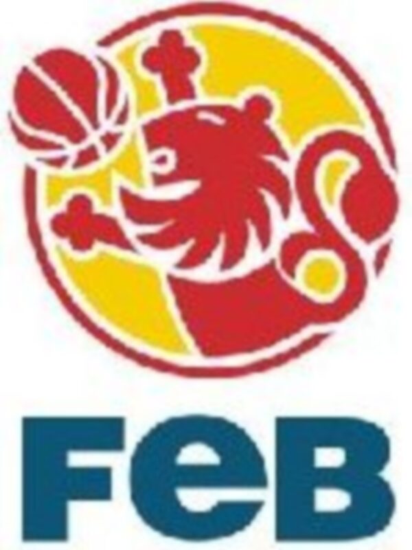 Logotipo de la Federación Española de Baloncesto (FEB), con un león y un balón de baloncesto en su interior.