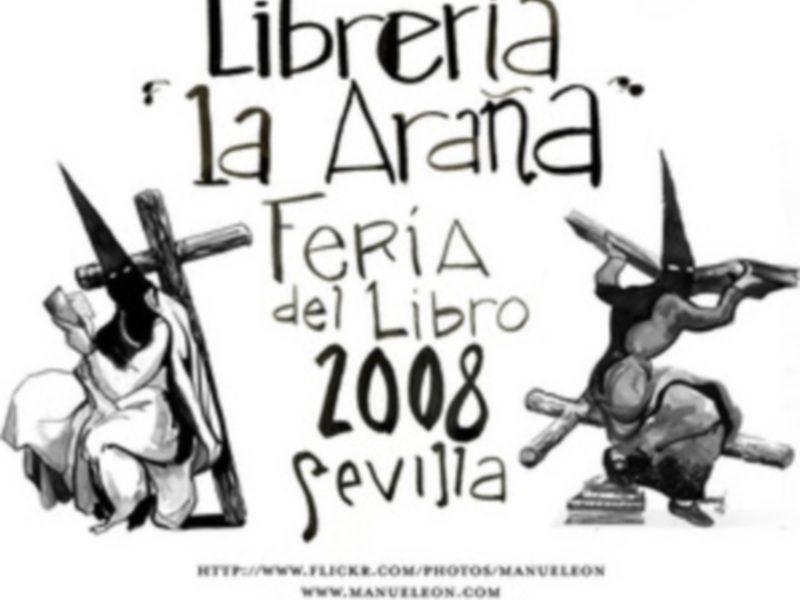 Feria del Libro de Sevilla 2008 con personajes de la Semana Santa en Sevilla.