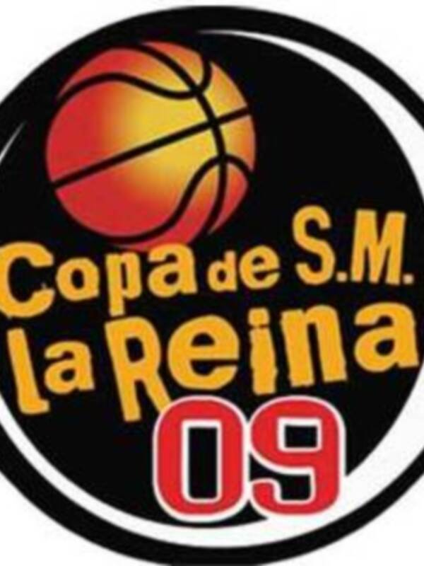 Logo de la Copa de S.M. la Reina 09 con un balón de baloncesto en el centro.
