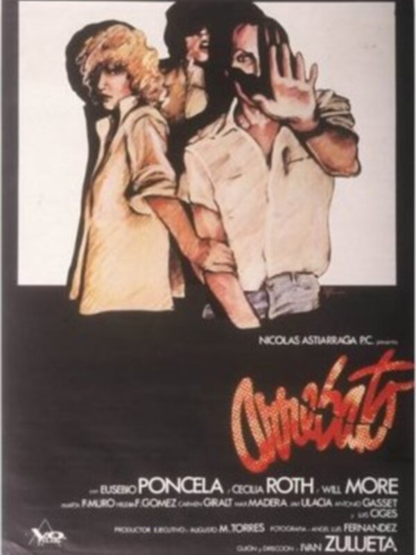 Cartel de la película 'Omişat' con el director Juan Zulueta y actores como Rubén Ponceleón y Cecilia Roth.
