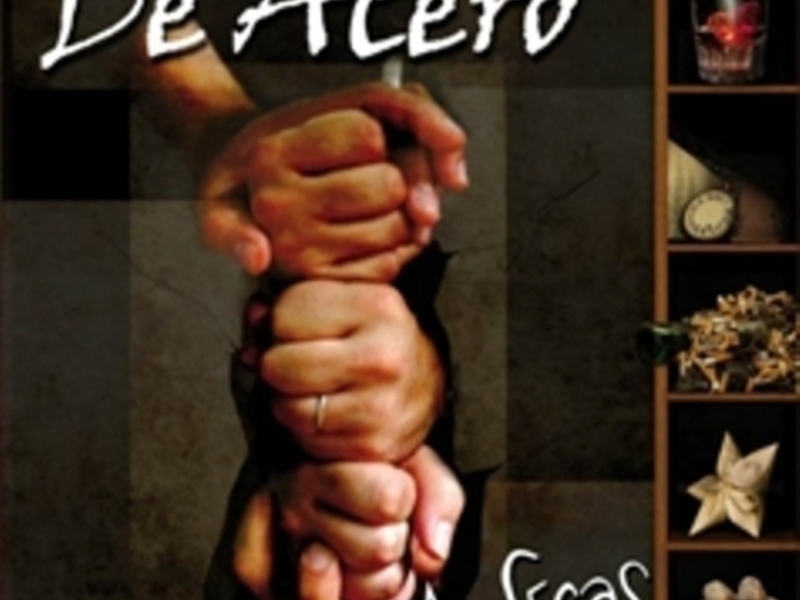 Manos entrelazadas con el texto 'De Acero a Secas' en el fondo.