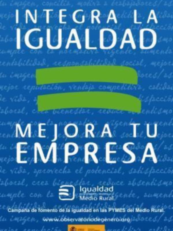 Cartel promocional para mejorar la igualdad en las PYMES del Medio Rural, destacando la importancia de la igualdad de género.
