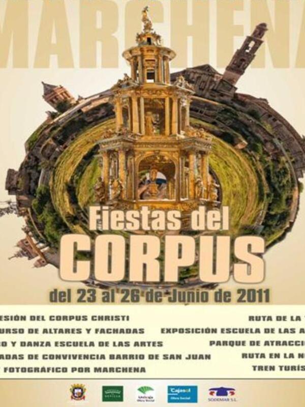 Cartel anunciando las Fiestas del Corpus Christi en Marchena, del 23 al 26 de junio de 2011, con actividades culturales y turísticas.