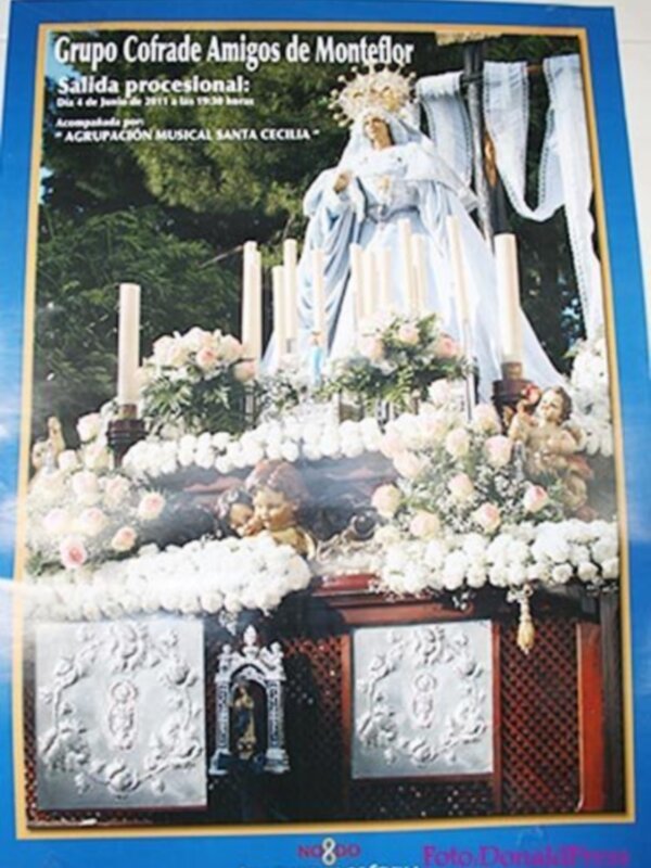 Afiche del Grupo Cofrade Amigos de Montefló anunciando la procesión de la Virgen de Montefló el 4 de junio de 2017.
