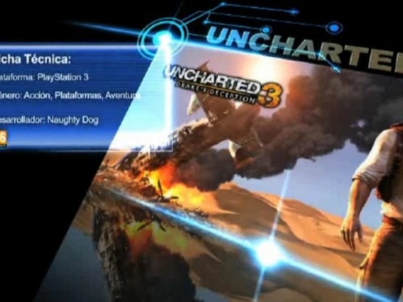 Uncharted 3: El arte de la traición, desarrollado por Naughty Dog, es un juego de acción, plataformas y aventura para PlayStation 3. Edad recomendada: 16 años.