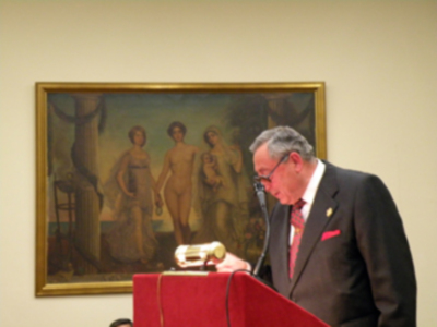 El cofrade Gabriel Solís Carvajal, pronuncio en el Ateneo Sevillano, el pregón de la Siete Palabras.