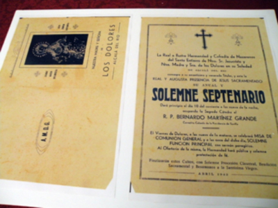 Galería de la Exposición grafica y fotográfica de la efeméride de los 200 años de cultos de Septenario de la Soledad de Alcalá del Río (Sevilla)