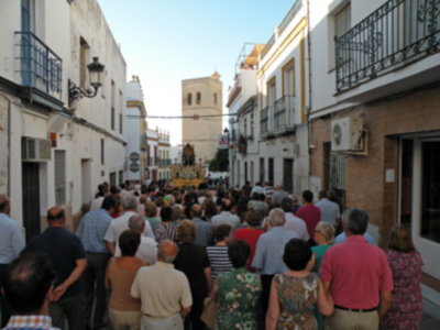 Procesión mañanera del Santo Patron San Gregorio de Osset de la localidad de Alcalá del Río