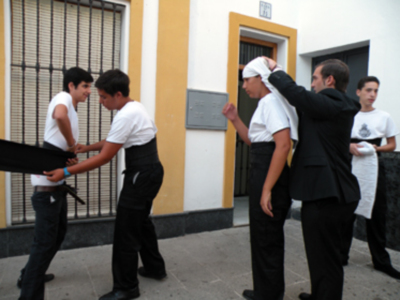 Procesión mañanera del Santo Patron San Gregorio de Osset de la localidad de Alcalá del Río