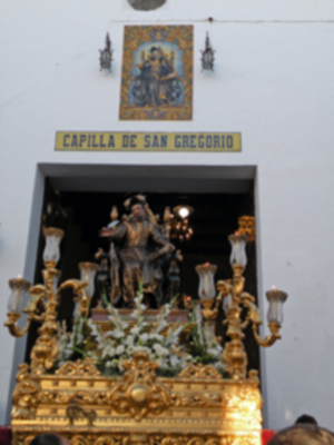 Procesión mañanera del Santo Patron San Gregorio de Osset de la localidad de Alcalá del Río