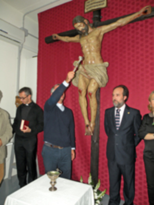 Sevilla. Bendición e inauguración del estudio de escultura de Manuel  Mazueco García.