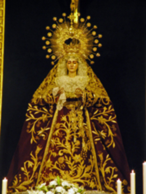 Provincia. Altar y culto de la Novena en honor de María. Stma. de las Angustias Coronada de la Hermandad de la Vera-cruz de Alcalá del Río 