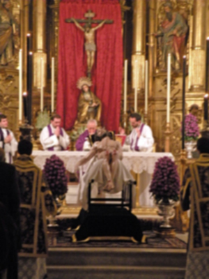 Santa misa de juramento y traslado del Cristo de la Caridad de Santa Marta a su paso procesional.