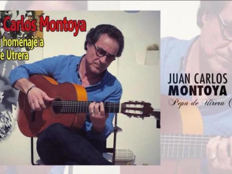 Juan Carlos Montotoya, músico, tocando la guitarra en un concierto de Bulería homenaje a Pepa de Utrera, en el año 2023.