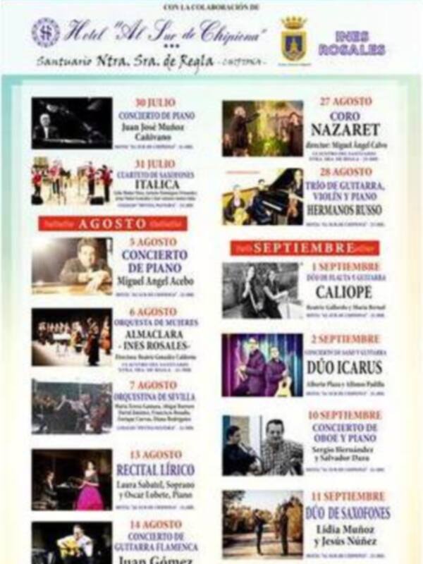 Afiche del X Festival de Música Ciudad de Chipiona, del 30 de abril al 24 de septiembre de 2016, con una variedad de conciertos y artistas.
