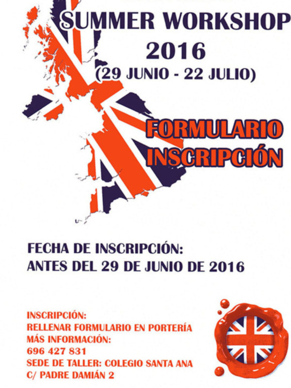 Intensivo de verano 2016: Inscripciones hasta el 29 de junio. Colegio Santa Ana, C/ Padre Damián 2.