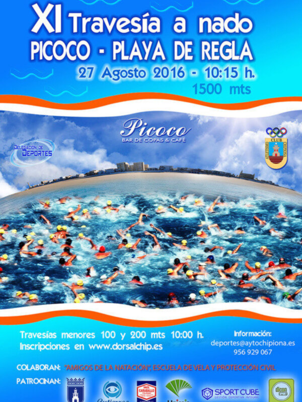 XI Travesía a nado Picoco - Playa de Regla, 27 Agosto 2016, 10:15 h, 1500 mts, inscripciones en www.dorsalchip.es