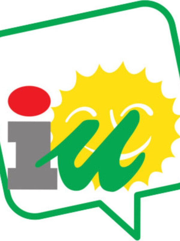 Logotipo de la empresa Iu, con un diseño simple y colorido, compuesto por una burbuja con un sol brillante y la letra 'Iu' en verde y rojo.