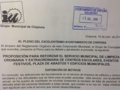 El PP permite deficiencias en la limpieza de los colegios incluso disponiendo desde el 13 de julio de una proposición de IU