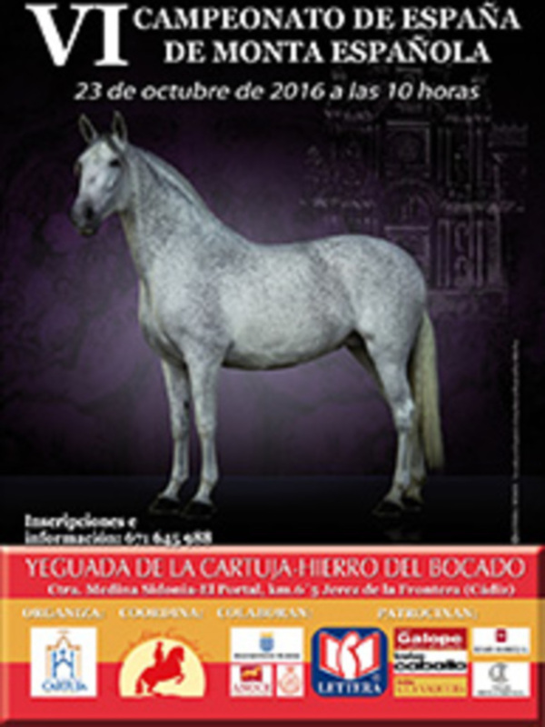 Cartel anunciando el VI Campeonato de España de Monta Española, celebrado el 23 de octubre de 2016 a las 10 horas.