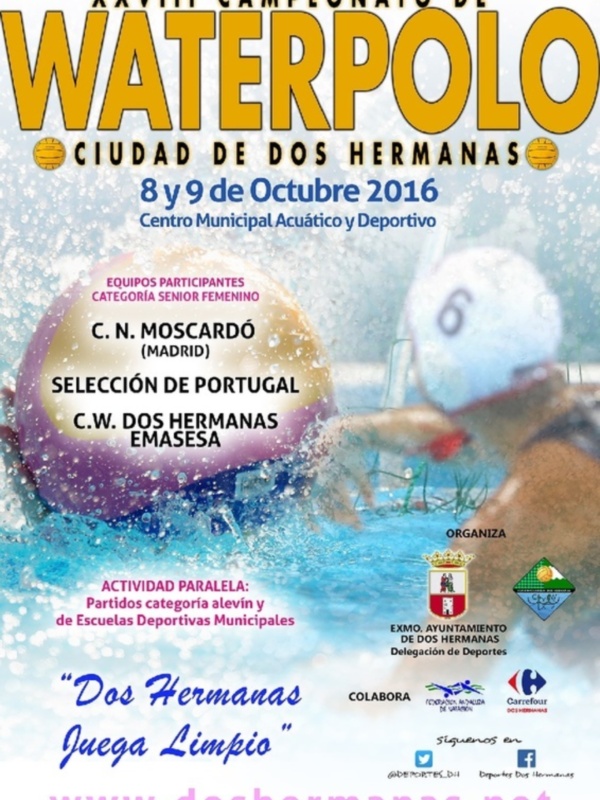 XXVIII Campeonato de Waterpolo Ciudad de Dos Hermanas, 8 y 9 de Octubre 2016, en el Centro Municipal Acuático y Deportivo