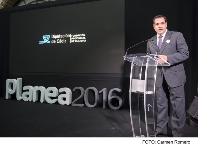 Persona hablando en un evento de la Diputación Provincial de Cádiz, 2016.