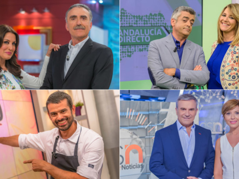 Estos son los presentadores de diferentes programas de televisión en español. Los programas incluyen noticias, deportes y entretenimiento.