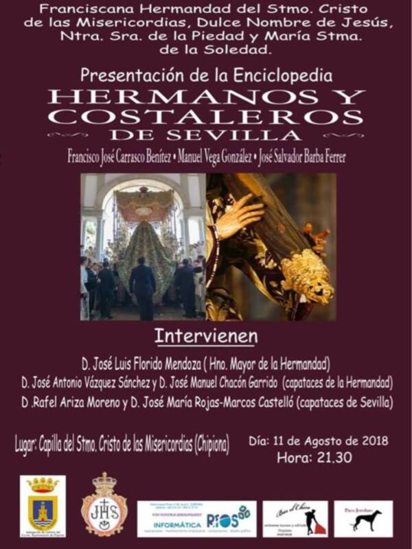 Presentación de la Enciclopedia 'Hermanos y Costaleros' en Chipiona, Sevilla, el 11 de agosto de 2018.
