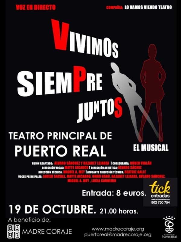 Teatro 'Vivimos Juntos', musical en Puerto Real, 19 de octubre a las 21:00, entrada 8 euros.