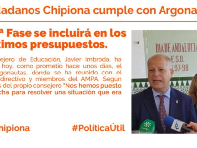 Ciudadanos y Javier Imbroda muestran su firme compromiso con Chipiona al asegurar la construcción de la 2ª Fase de Argonautas.