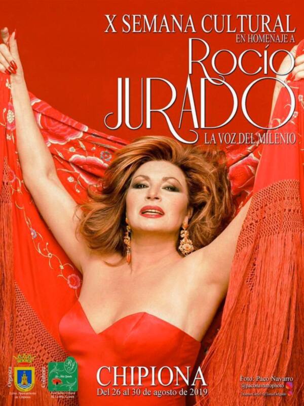 Afiche del X Semana Cultural en homenaje a Rocío Jurado, 'La voz del milenio', del 26 al 30 de agosto de 2019.