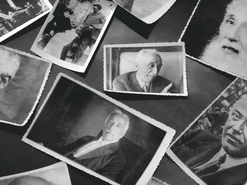 Colección de fotografías históricas en blanco y negro de figuras importantes.
