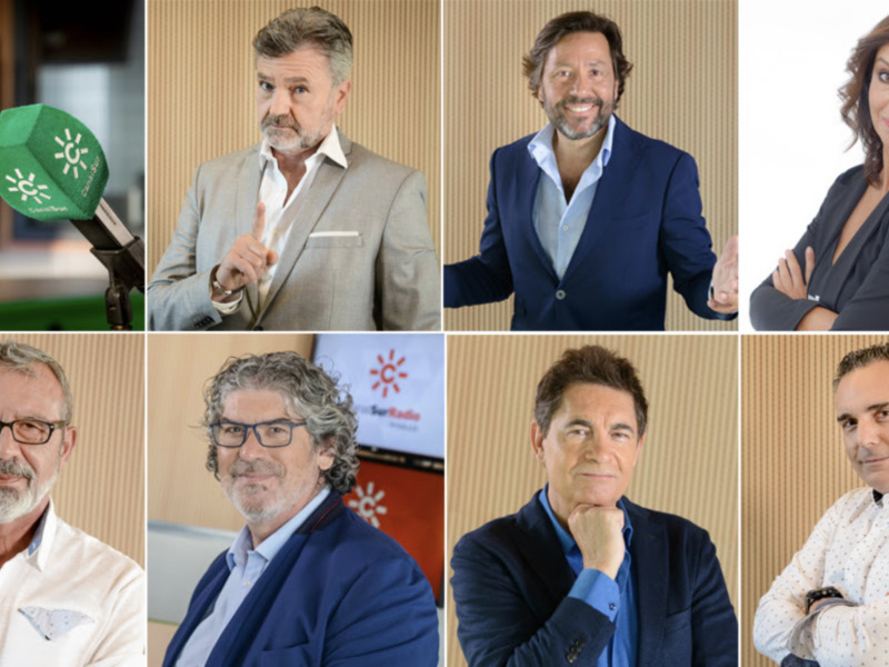 Collage de seis profesionales en trajes y camisas, presentando un ambiente profesional y amigable.