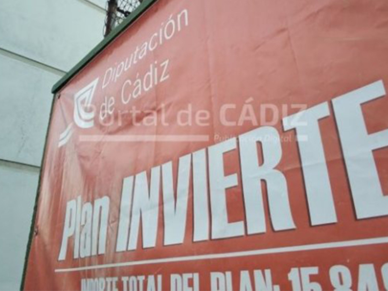 Plan Invierte, Diputación de Cádiz, publicidad en una pared.