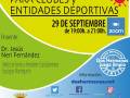 Información Protocolo COVID-19 para clubes y entidades deportivas. Ponente: Dr. Jesús Neri Fernández, Médico de familia y Presidente Club Balonmano Escolapios Montequinto. 29 de septiembre, 19:00 a 21:00. Zoom. Información en doshermanas.net. Plan de respuesta frente al COVID-19. Ayuntamiento de Dos Hermanas, Delegación de Deportes.