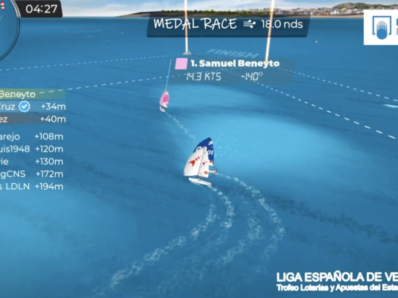 Competición de vela en el Medal Race de la Liga Española de Vela, con Samuel Beneyto en la posición 1.