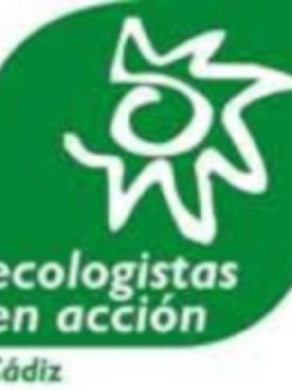 Logotipo de 'Ecologistas en Acción' en Cádiz, destacando su compromiso ambiental.