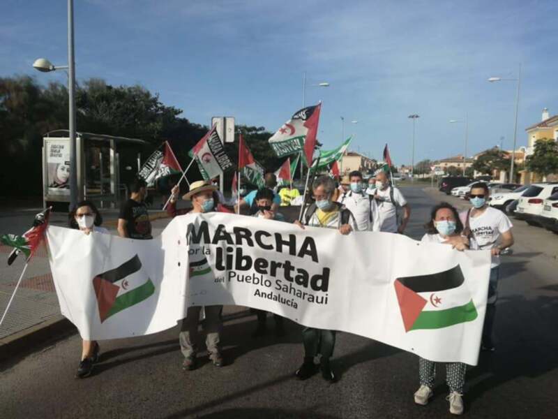 Marcha por la libertad del Pueblo Saharaui en Andalucía, España.