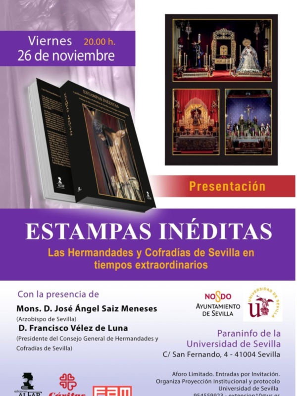 Presentación del libro "Estampas Inéditas" sobre las hermandades y cofradías de Sevilla el viernes 26 de noviembre a las 20:00 h.