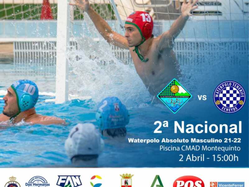 Juego de waterpolo absoluto masculino entre Club Waterpolo Dos Hermanas y Waterpolo Tenerife en la piscina CMAD Montequinto, el 2 de abril de 2022, a las 15:00 horas.