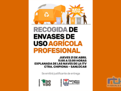 El jueves 21 de abril tendrá lugar en Chipiona una nueva recogida de envases de uso agrícola profesional 