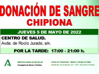Llamamiento a una donación colectiva de sangre en Chipiona el jueves 5 de mayo