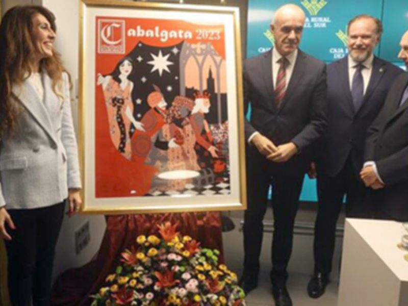 Presentación del cartel de la Cabalgata 2023 en un evento oficial.