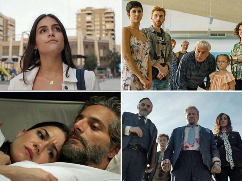 Una serie de imágenes que muestran a personajes en diferentes escenas, desde una calle urbana hasta un grupo de personas reunidas al aire libre, reflejando diversos momentos y relaciones.