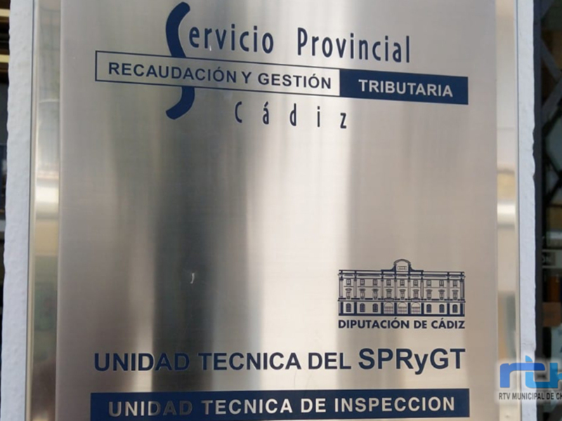 Placa del Servicio Provincial de Recaudación y Gestión Tributaria de Cádiz, Diputación de Cádiz.