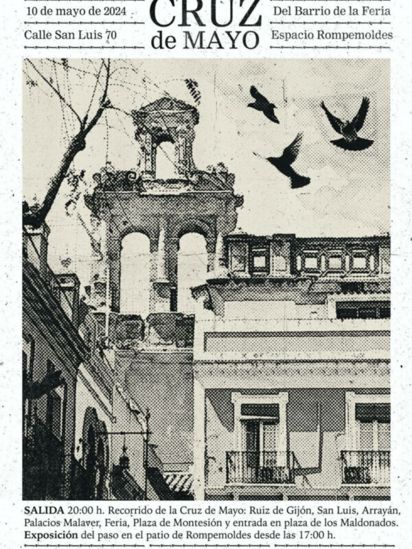 Recorrido de la Cruz de Mayo en el Barrio de la Feria, Gijón, con salida a las 20:00 h.