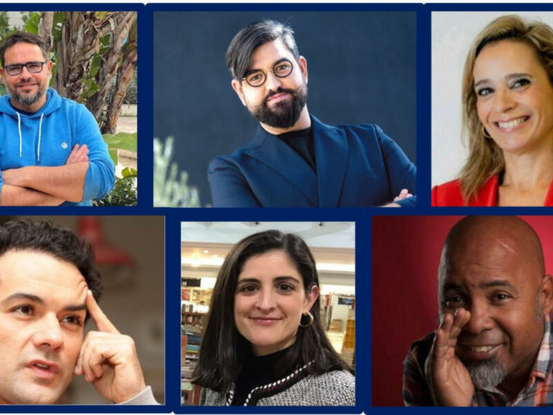 Colección de retratos de profesionales en diferentes entornos y expresiones.