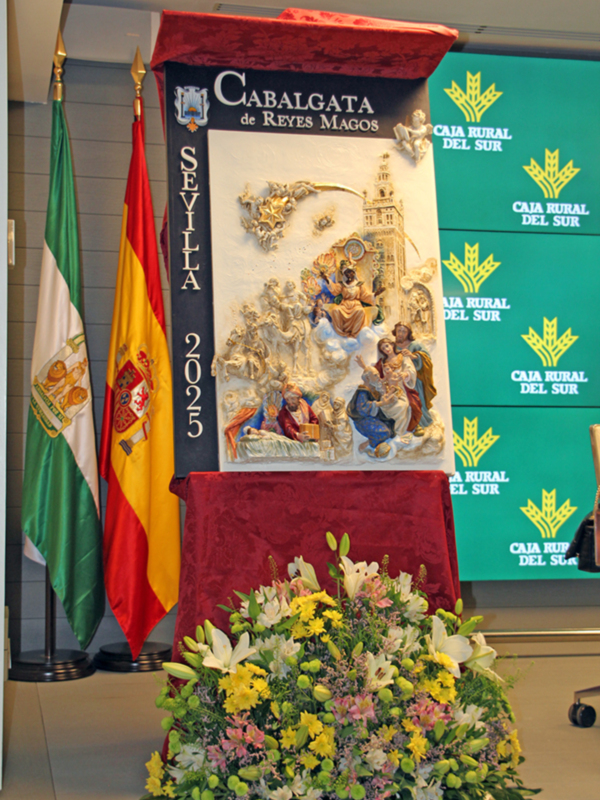 CABALGATA de Reyes Magos 2025 en Sevilla, con banderas y decoración festiva.