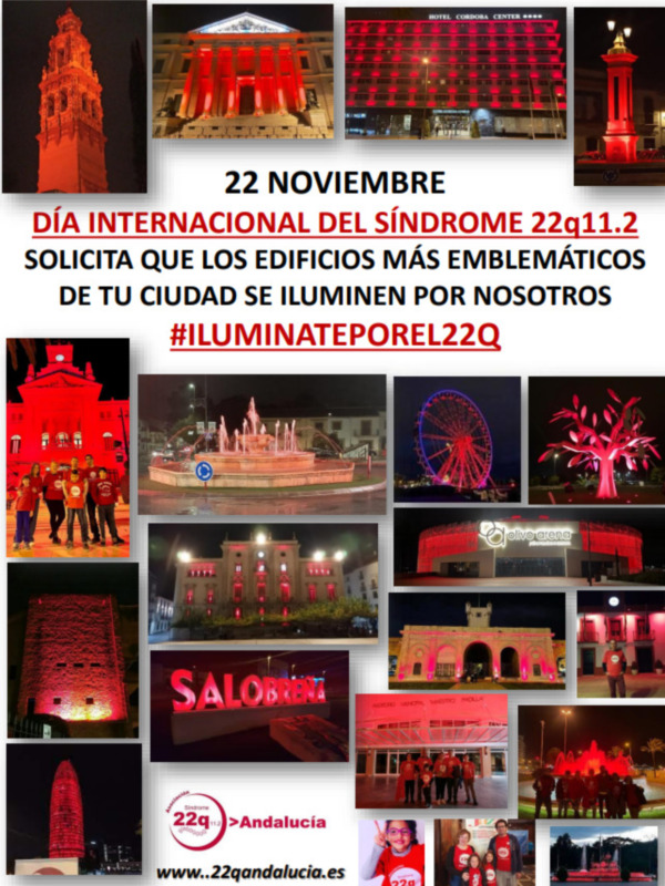 Celebra el Día Internacional del Síndrome 22q11.2 iluminando edificios emblemáticos en Andalucía el 22 de noviembre.
