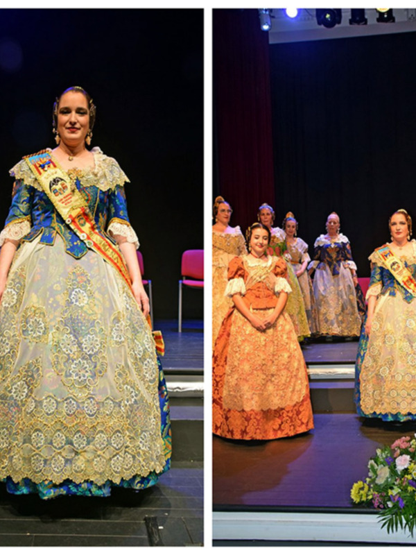 Damas en trajes tradicionales en un evento cultural.
